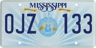 MS license plate OJZ133
