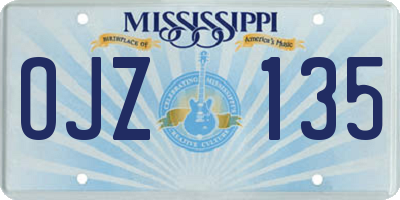 MS license plate OJZ135