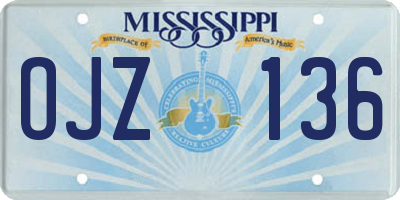 MS license plate OJZ136