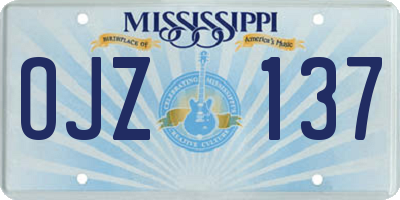 MS license plate OJZ137