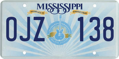 MS license plate OJZ138