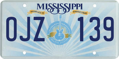 MS license plate OJZ139