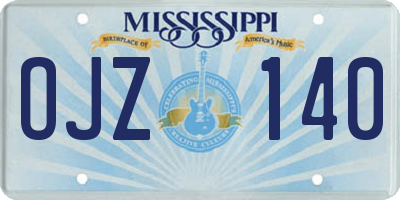 MS license plate OJZ140