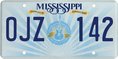 MS license plate OJZ142