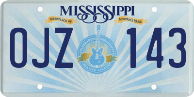 MS license plate OJZ143