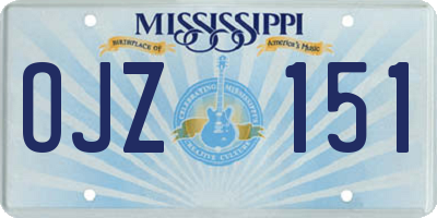 MS license plate OJZ151