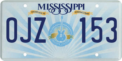 MS license plate OJZ153