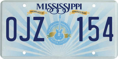 MS license plate OJZ154