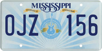 MS license plate OJZ156