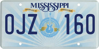 MS license plate OJZ160