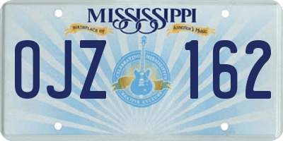 MS license plate OJZ162