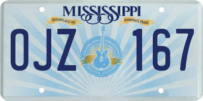 MS license plate OJZ167
