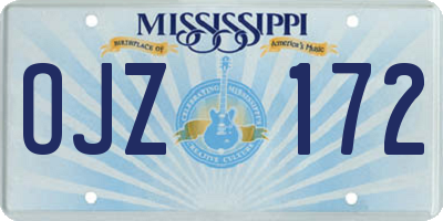 MS license plate OJZ172