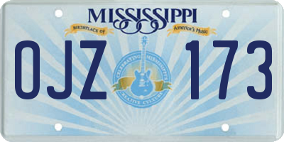 MS license plate OJZ173