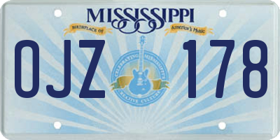 MS license plate OJZ178