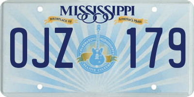 MS license plate OJZ179