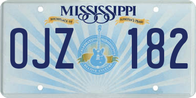 MS license plate OJZ182