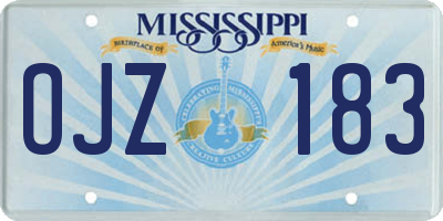 MS license plate OJZ183