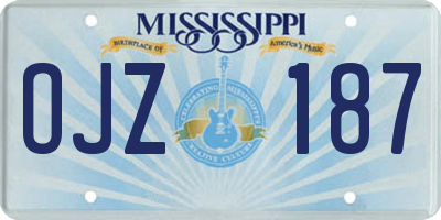 MS license plate OJZ187