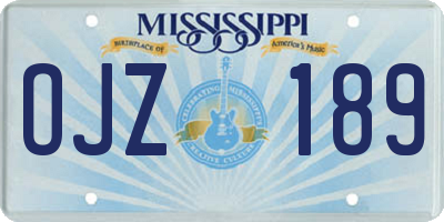 MS license plate OJZ189