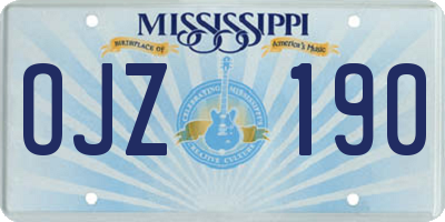 MS license plate OJZ190