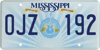 MS license plate OJZ192