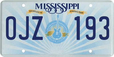 MS license plate OJZ193
