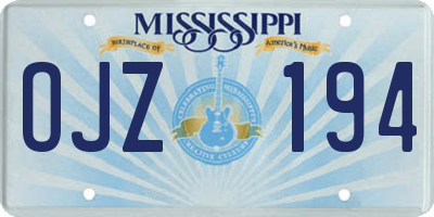 MS license plate OJZ194