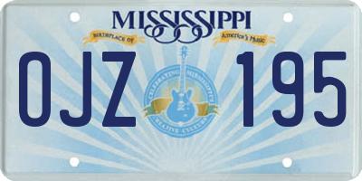 MS license plate OJZ195