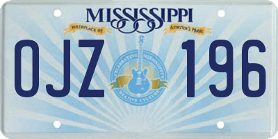 MS license plate OJZ196