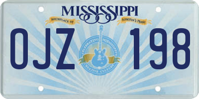 MS license plate OJZ198