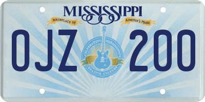 MS license plate OJZ200
