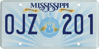 MS license plate OJZ201