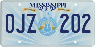 MS license plate OJZ202