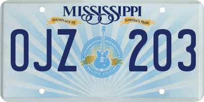 MS license plate OJZ203
