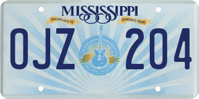MS license plate OJZ204