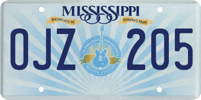 MS license plate OJZ205