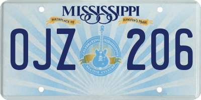MS license plate OJZ206