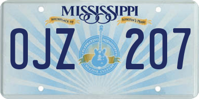 MS license plate OJZ207
