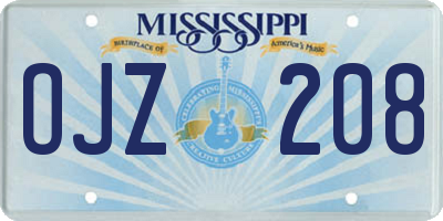 MS license plate OJZ208