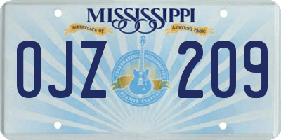 MS license plate OJZ209