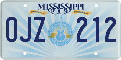 MS license plate OJZ212