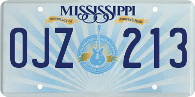 MS license plate OJZ213