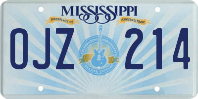 MS license plate OJZ214