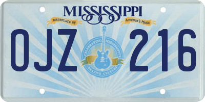 MS license plate OJZ216
