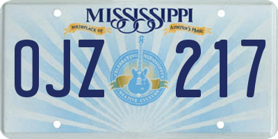 MS license plate OJZ217