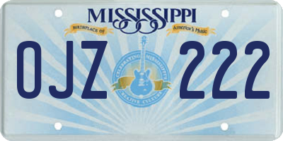 MS license plate OJZ222