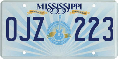 MS license plate OJZ223