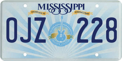 MS license plate OJZ228