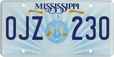 MS license plate OJZ230